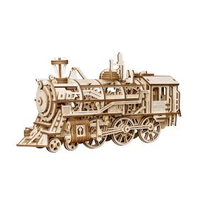 Robotime ROKR 3D Wooden Puzzle Train Model Clockwork Gear Drive Locomotive Assembly Model Building Kit Toys for Children LK701