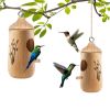 2 Packs Humming Bird Houses for Outside Wooden Hanging Bird Nest Feeder Hand Patio Garden Craft Ornament Decoration