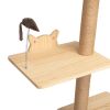 Wall-Mounted Cat Scratching Pad for Small to Large Cat, Indoor Wood Cat Tree with Hammock, Cat Scratcher Perch