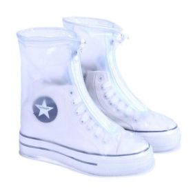 1pc Reusable Men And Women Rain Boots Cover Anti-Slip Wear-resistant Protective Cover Waterproof Layer (Color: B White)