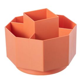 1pc Multifunctional 360 Degree Rotating Pen Holder Creative Large Capacity Desktop Storage Box Pencil Organizer School Stationery (Color: Orange)