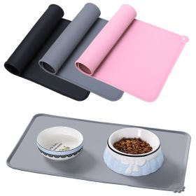 Silicone Dog Cat Bowl Mat Non-Stick Pet Fountain Tray Waterproof Food Pad Puppy Dogs Feeding Drinking Mat Easy Washing Placemat (Color: BLACK)