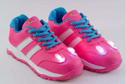 Girls High Beam Light Shoes (Color: pink)